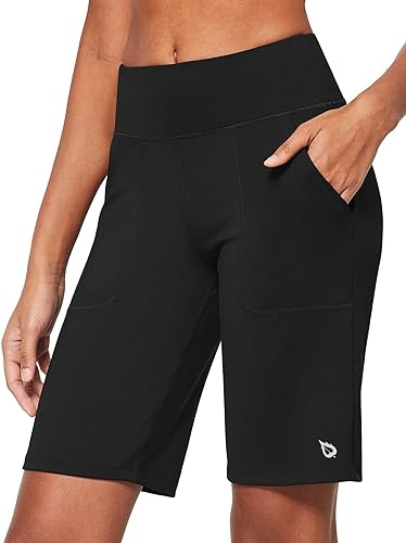 Photo 1 of BALEAF Women's Bermuda Long Shorts Athletic High Waisted Shorts 10" Casual Summer Running Quick Dry Knee Length
