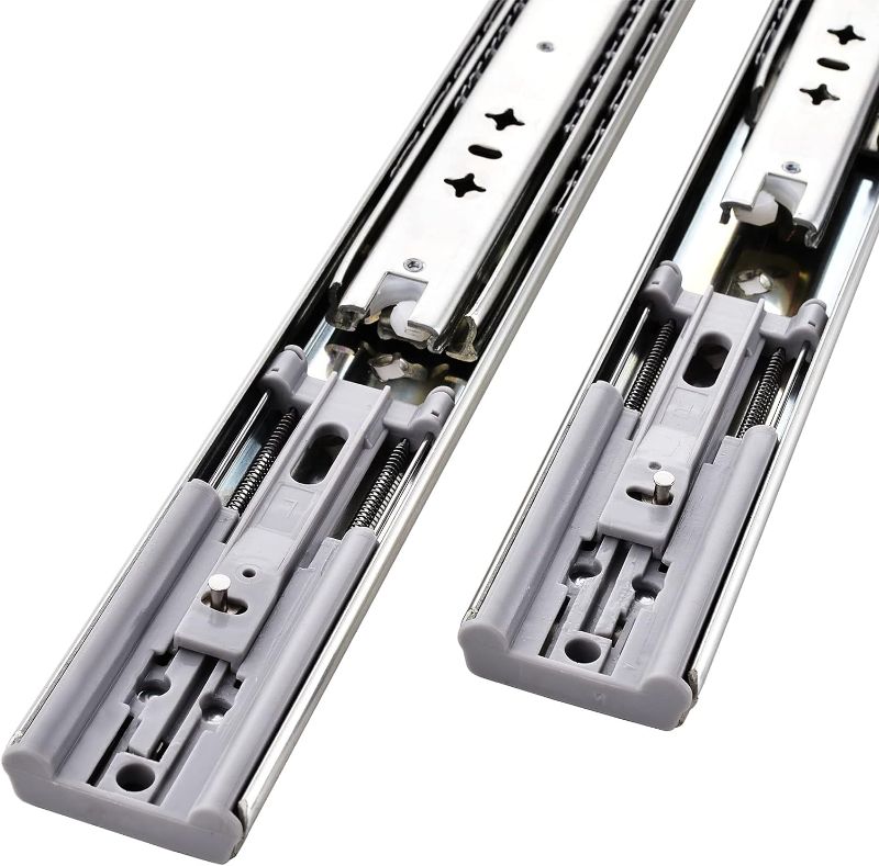 Photo 1 of 1 Pair 20 Inch Heavy Duty 3-Section Full Extension Soft Close Drawer Slides,275 LB Capacity Side Mount Ball Bearing Slow Close Drawer Slide Cabinet Hardware
