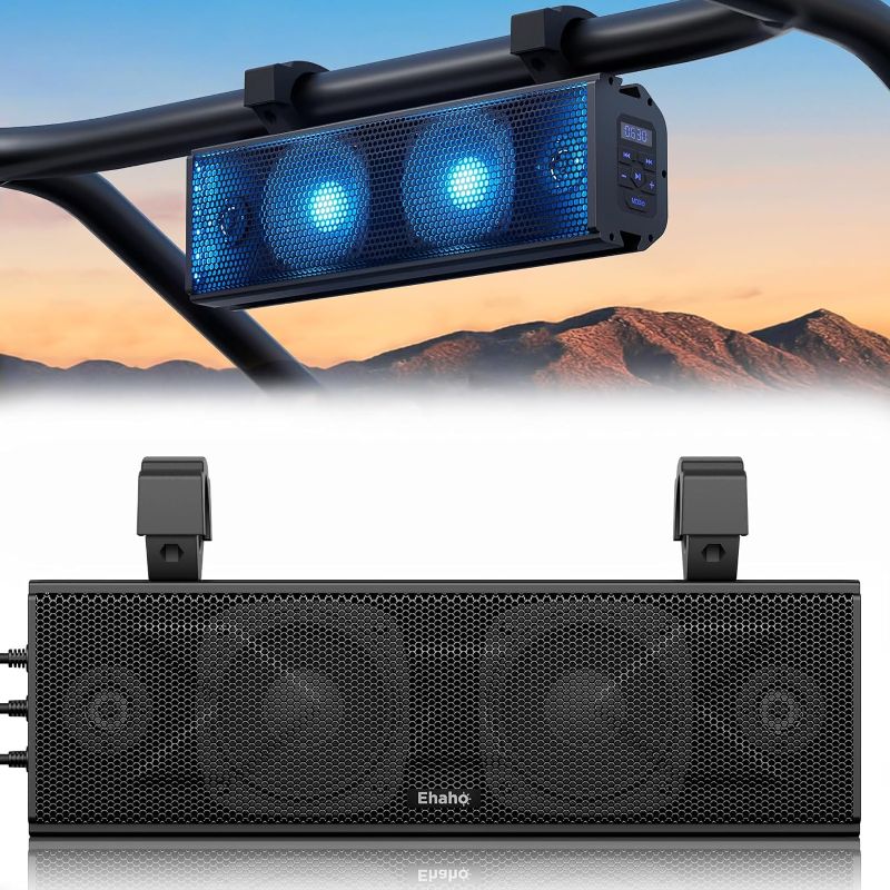 Photo 1 of 17 Inch UTV Sound Bar, ATV SoundBar Bluetooth with RGB Lighting, Amplified Powersports SXS Sound Bar, Waterproof Golf Cart Sound Bar, UTV Speakers Compatible with Polaris RZR Can-Am
