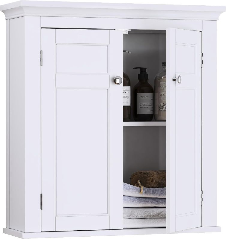 Photo 1 of Spirich Bathroom Cabinet Wall Mounted, Hanging Bathroom Storage Cabinet Over Toilet, Medicine Cabinet with Doors and Shelves (White)
