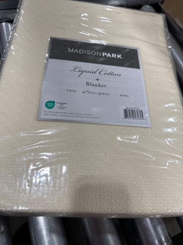 Photo 2 of Madison Park Liquid Cotton Luxury Blanket Premium Soft Cozy 100% Ring Spun Cotton For Bed , Couch or Sofa, Full/Queen, Ivory Full/Queen Ivory