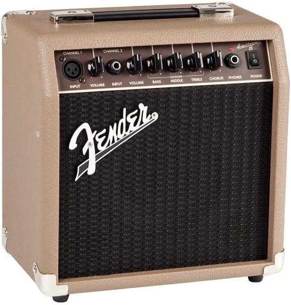 Photo 1 of Fender Acoustasonic Guitar Amp for Acoustic Guitar, 15 Watts, with 2-Year Warranty 6 Inch Speaker, Dual Front-Panel inputs, 11.5Hx11.19Wx7.13D Inches, Tan
