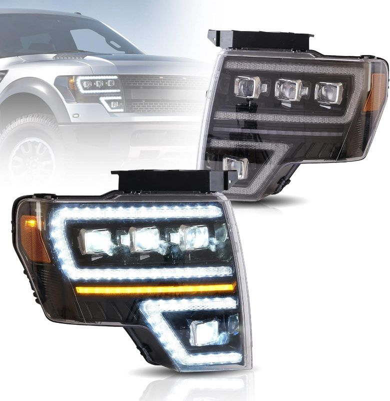 Photo 1 of VLAND LED Projector Headlights Compatible For [2009-2014 Ford F150 XL, STX, XLT, FX2, Lariat, FX4, King Ranch,SVT Raptor, Platinum] W/Sequential turn + Welcome/Breathe Dynamic DRL
