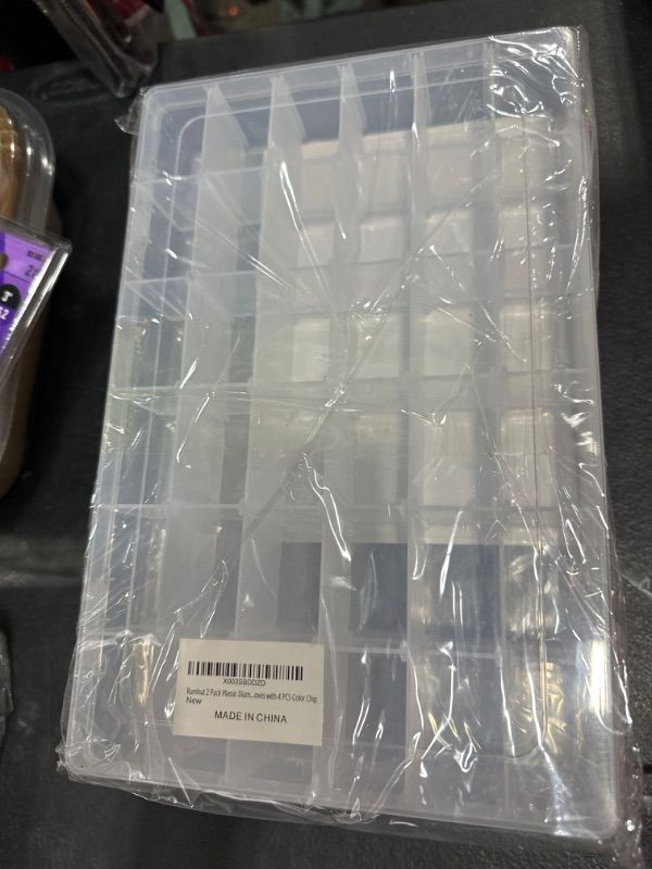 Photo 1 of 2 Pack Plastic Diamond Painting Storage 36 Grids Adjustable Compartment Small Storage Boxes with 4 PCS Color Chip 36-Grid (10.8"L x 7.0"W x 1.8"H)