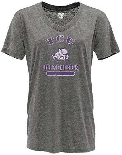 Photo 1 of Blue 84 Women's TCU Horned Frogs V-neck Burnout T Shirt, Tcu Horned Frogs Charcoal, Large
