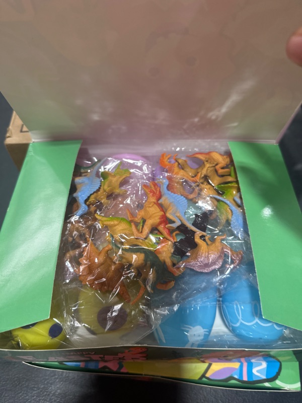 Photo 1 of 24 Pack Easter Eggs with Dinosaur Toys, Easter Eggs with Toys Inside for Easter Eggs Hunt, Easter Basket Stuffers Fillers, Easter Party Favors for Kids, Easter Gifts for kids, Classroom Easter Prizes