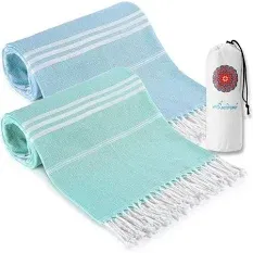 Photo 1 of 2 Packs Cotton Oversized Turkish Beach Towels 74"x38" Lightweight Thin Soft Super Absorbent Quick Dry Sand Free Big Towel Set Bathroom Pool Swim Travel Essentials Blanket Clearance Stuff Necessities