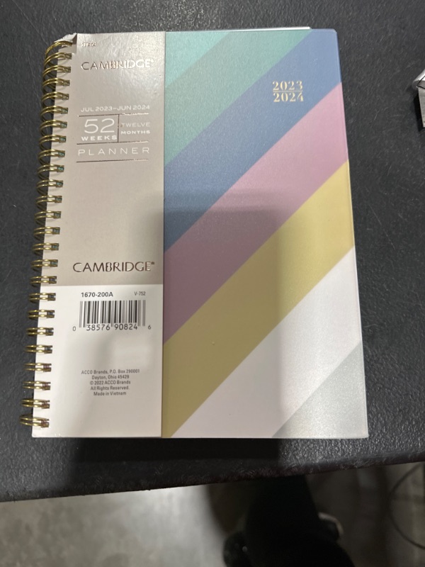 Photo 2 of Cambridge 2023-2024 Academic Planner, Weekly & Monthly, 5-1/2" x 8-1/2", Small, Monthly Tabs, Pocket, Flexible Cover, Rae (1670-200A) Pippa Small