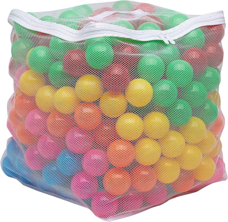 Photo 1 of Amazon Basics BPA Free Crush-Proof Plastic Ball, Pit Balls with Storage Bag, Toddlers Kids 12+ Months, Pack of 400 Balls, 6 Bright Colors
