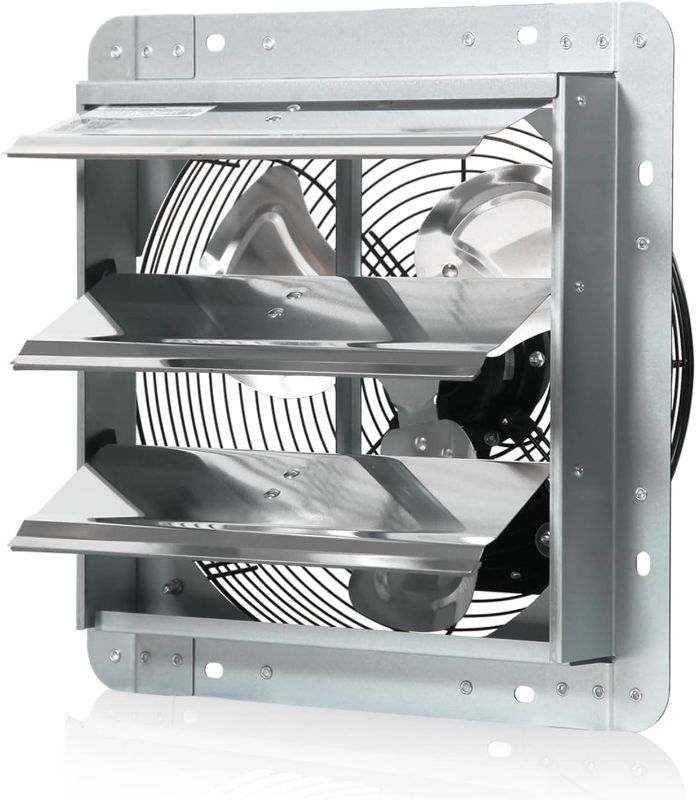 Photo 1 of 12 Inch Exhaust Fan Wall Mounted,Automatic Aluminum Shutter,Vent Fan High Speed 1800CFM For Garages And Shops,Greenhouse,Attic Ventilation,Upgraded Version
