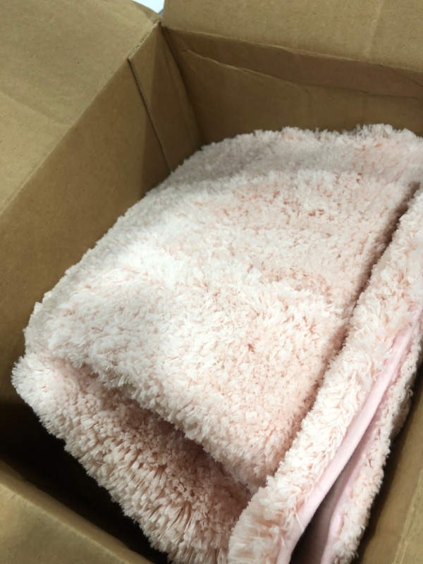 Photo 2 of MIULEE Pink Bathroom Runner Rug - Long Absorbent Bath Mat Made of Thick Fluffy Microsiber for Bathroom Floor, Tub, Kitchen and Hallway, Non Slip Rubber Backside, Machine Washable - Blush, 24x60 Inches 24''x60'' Blush