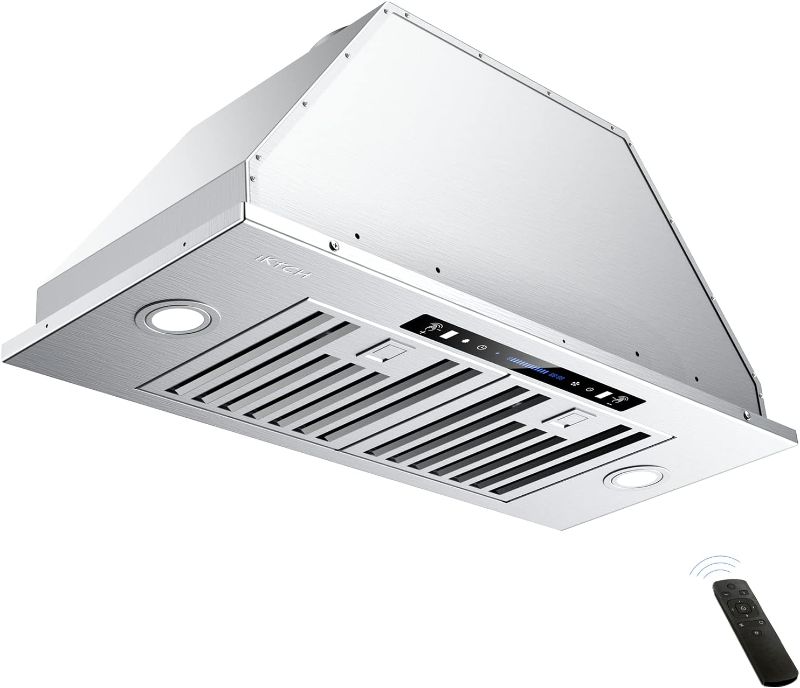 Photo 1 of IKTCH 30 inch Built-in/Insert Range Hood 900 CFM, Ducted/Ductless Convertible Duct, Stainless Steel Kitchen Vent Hood with 4 Speed Gesture Sensing&Touch Control Panel(IKB01-30)
