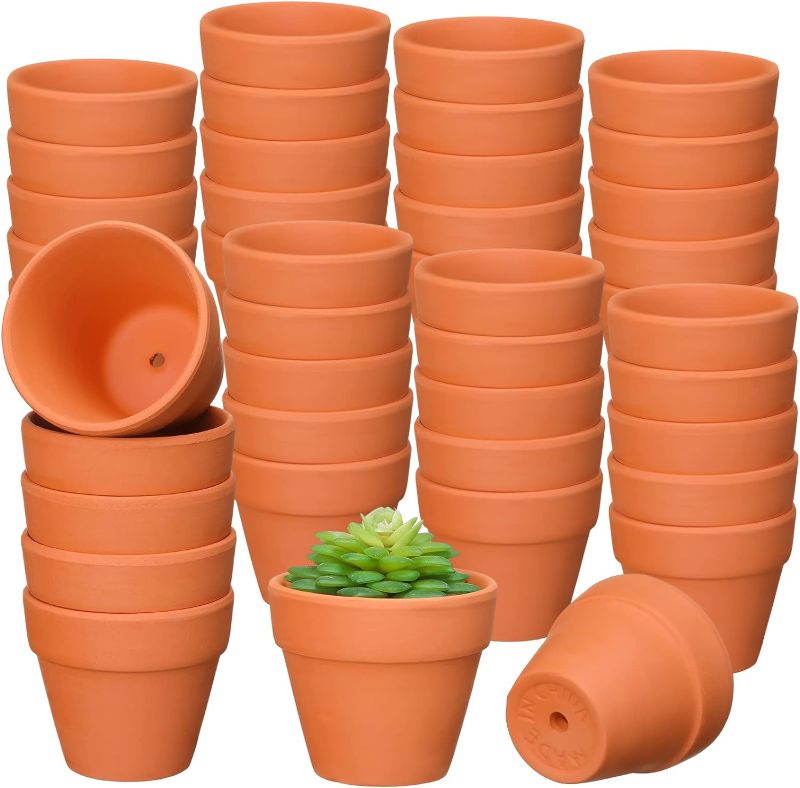 Photo 1 of 32 Pcs Mini Clay Pots Small Terracotta Pots 2.76 Inch Mini Flower Pots Succulent Nursery Ceramic Pottery Planter Mini Plant Pots with Drainage Hole for Indoor Outdoor Cactus Craft Wedding (Red)
