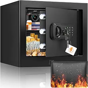 Photo 1 of 1.2 Cu ft Fireproof Safe Box for Home Use, Fire Safe with Fireproof Document Bag, Digital Security Safe with Combination Lock, Home Safes Fireproof Waterproof for Money Jewelry Medicine Documents