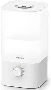 Photo 1 of raydrop Cool Mist Humidifier Diffuser, 2.5L Essential Oil Diffuser, Top Fill Humidifier for Bedroom, Home and Office, Baby Humidifier with Adjustable Mist Output, Dial Knob, Auto Shut Off (White)
