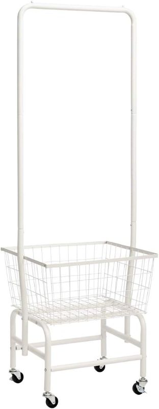 Photo 1 of ALIMORDEN Laundry Cart with Clothes Rack, Rolling Laundry Butler with Wire Storage Rack?WHITE
