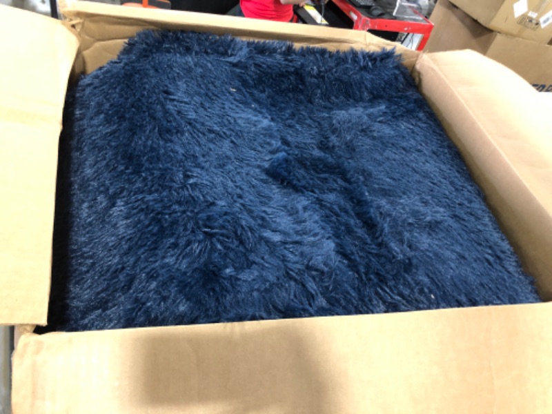 Photo 2 of TABAYON Extra Large Shag Area Rug, 9x12 Feet Navy Blue Indoor Ultra Soft Plush Rugs for Living Room, Non-Skid Modern Nursery Faux Fur Rugs for Home Decor 9x12 Feet A-navy Blue