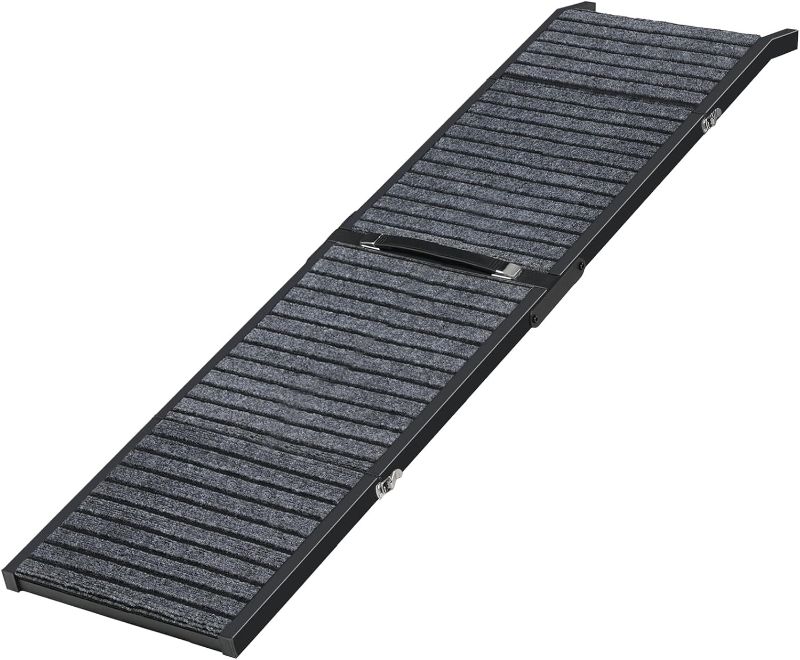 Photo 1 of MAHANCRIS Dog Ramp for Car, Portable Pet Stair Ramp with Non-Slip Rug Surface, Lightweight & Durable Dog Ramps for Large Dogs Enter a Car, SUV & Truck, Black DRHB4701
