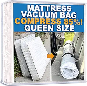 Photo 1 of Mattress Vacuum Bag For Moving, Vacuum Seal Mattress Bag for Memory Foam or Inner Spring Mattresses, Compression and Storage for Returns, Leakproof Valve and Double Zip Seal (Queen/Full/Full-XL)