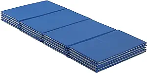Photo 1 of ECR4Kids Value 4-Fold Daycare Rest Mat,Blue/Grey (1" Thick), Pack of 5 1" Thick 5-Pack Mat