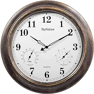 Photo 1 of Outdoor Clock 18 Inch Large Wall Clocks with Thermometer for Patio Pool Garden-Retro Style (Bronze)