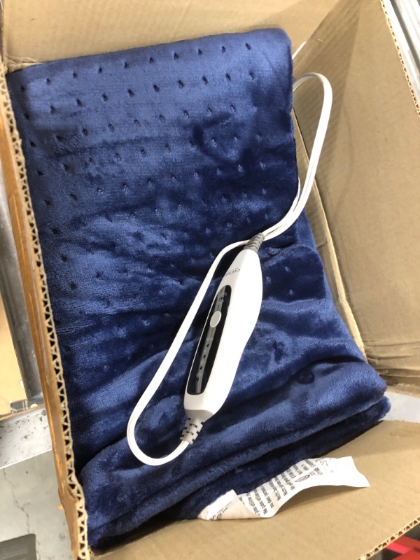 Photo 2 of CAROMIO Electric Blanket, Large Thick Sherpa Heated Blanket Queen with Dual Control 5 Heating Levels & 10 Hours Auto Off, Machine Washable Fast Heating Blanket, Blue
