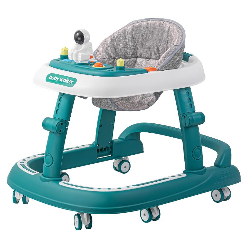 Photo 1 of Baby Walker, 3-in-1 Foldable Baby Walkers and Baby Activity Center with Music &Toys Tray,8-Gear Height Adjustment Infant Toddler Walker and Baby Walker with Wheels for Baby Boys and Girls 6-24 Months Green