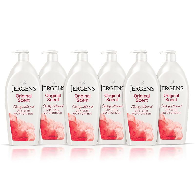 Photo 1 of Jergens Original Scent Dry Skin Lotion, Body and Hand Moisturizer for Long Lasting Skin Hydration, with HYDRALUCENCE blend and Cherry Almond Essence, 32 Ounce 32 Fl Oz (Pack of 6)