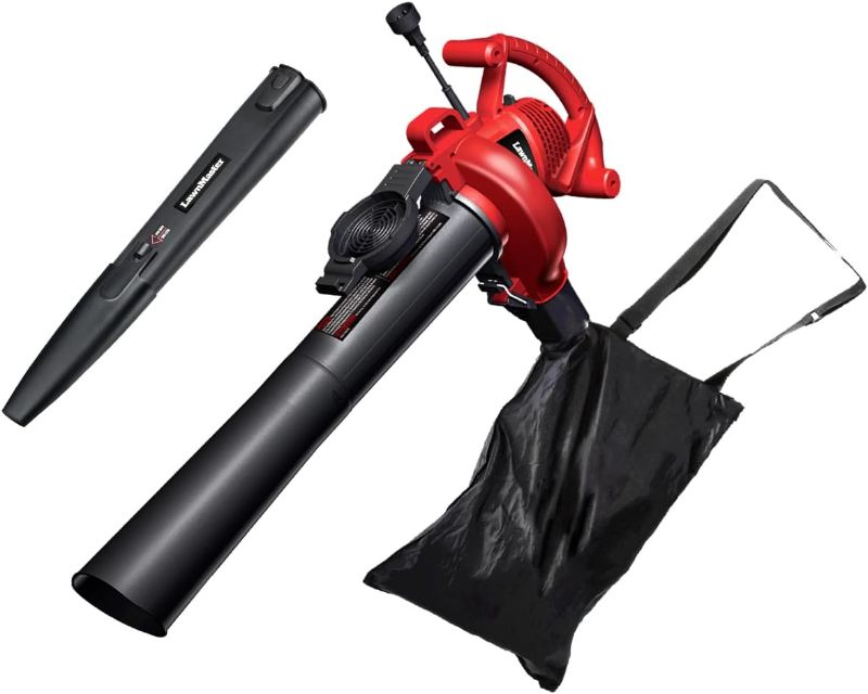 Photo 1 of LawnMaster Red Edition BV1210 1201 Electric Blower Vacuum Mulcher 12 Amp 2-Speed Adjustment with Metal Impeller 240 MPH 380 CFM 14:1 Mulch Ratio