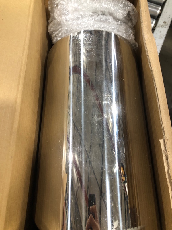 Photo 2 of Upower 4" to 8" Exhaust Tip Mirror Polished 4 Inch Inlet 8 Inch Outlet Diesel Exhaust Tailpipe 18" Long 45 Degree Angle Cut Bolt-On Universal for Trucks Pickup Car 4"x8"x18" Silver