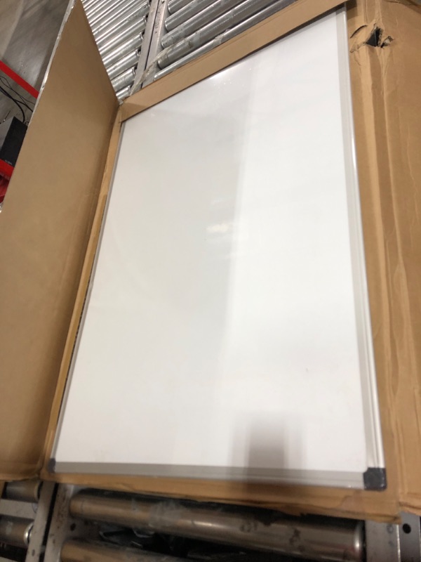 Photo 2 of Amazon Basics Magnetic Dry Erase White Board, 36 x 24-Inch Whiteboard - Silver Aluminum Frame 24" x 36" Magnetic, Aluminum Frame