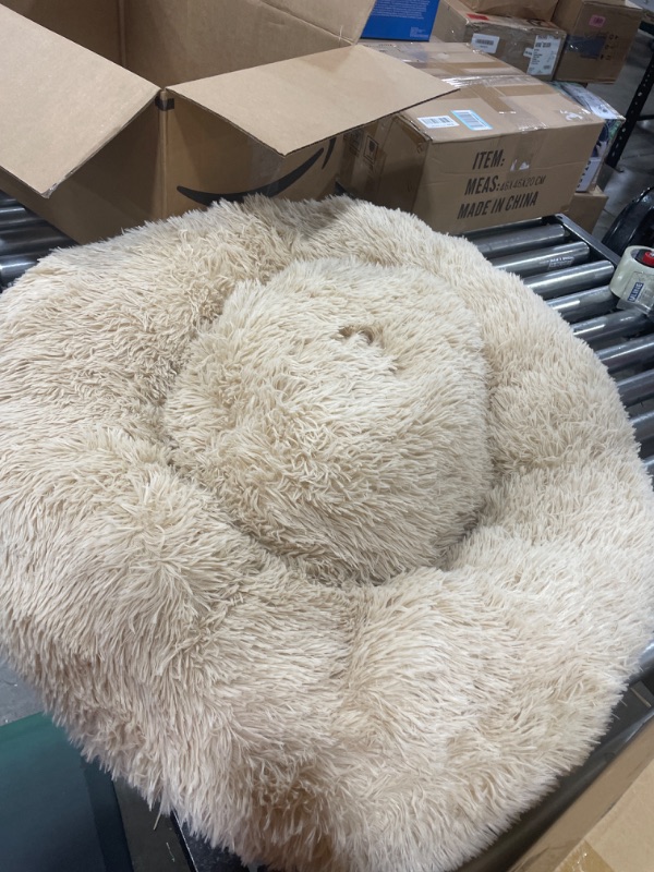 Photo 2 of Calming Dog Bed & Cat Bed, Anti-Anxiety Donut Dog Cuddler Bed, Warming Cozy Soft Dog Round Bed, Fluffy Faux Fur Plush Dog Cat Cushion Bed for Small Medium Dogs and Cats (20"/24"/27"/30")