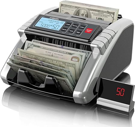 Photo 1 of Aneken Money Counter Machine with Value Count, Dollar, Euro UV/MG/IR/DD/DBL/HLF/CHN Counterfeit Detection Bill Counter, Add and Batch Modes, Cash Counter with LCD Display, 