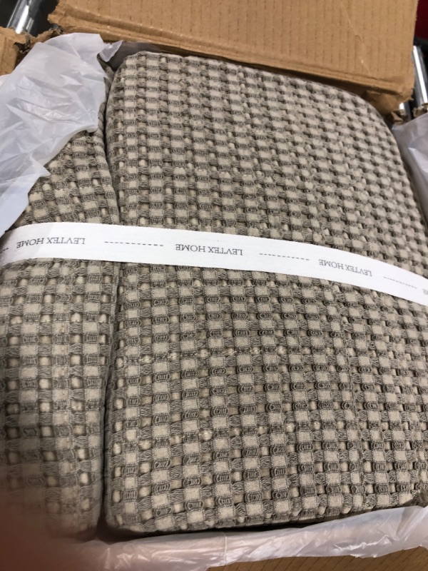 Photo 2 of Levtex Home - Mills Waffle - King Bedspread Set - Taupe Cotton Waffle - Bedspread Size (122 x 106in.), Sham Size (36 x 20in.) Taupe King Bedspread