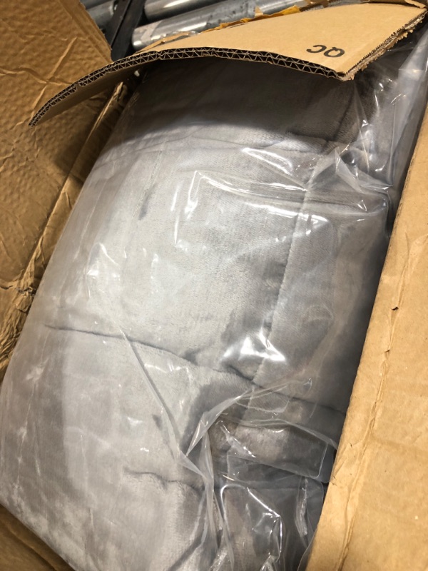 Photo 1 of Weighted Blanket 15 lbs 60x80 inches, Cottonblue Queen Size Flannel and Shaggy Sherpa Warm Heavy Blanket, Great for Calming and Relax, Fluffy Soft Bedding ,Grey 60 x 80 15 lb Grey