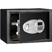 Photo 1 of Amazon Basics Steel Security Safe and Lock Box with Electronic Keypad - Secure Cash, Jewelry, ID Documents, 0.5 Cubic Feet, Black, 13.8"W x 9.8"D x 9.8"H
