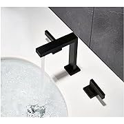 Photo 1 of Faucet Bathroom Widespread Three Holes 8 Inch Brass Water Mixer Tap Brush Gold Black Basin Water Sink Mixer Crane (Color : Black)