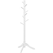 Photo 1 of VASAGLE Solid Wood Coat Rack, Free Standing Coat Rack, Tree-Shaped Coat Rack with 8 Hooks, 3 Height Options, for Clothes, Hats, Bags, for Living Room, Bedroom, Home Office, White URCR01WT

