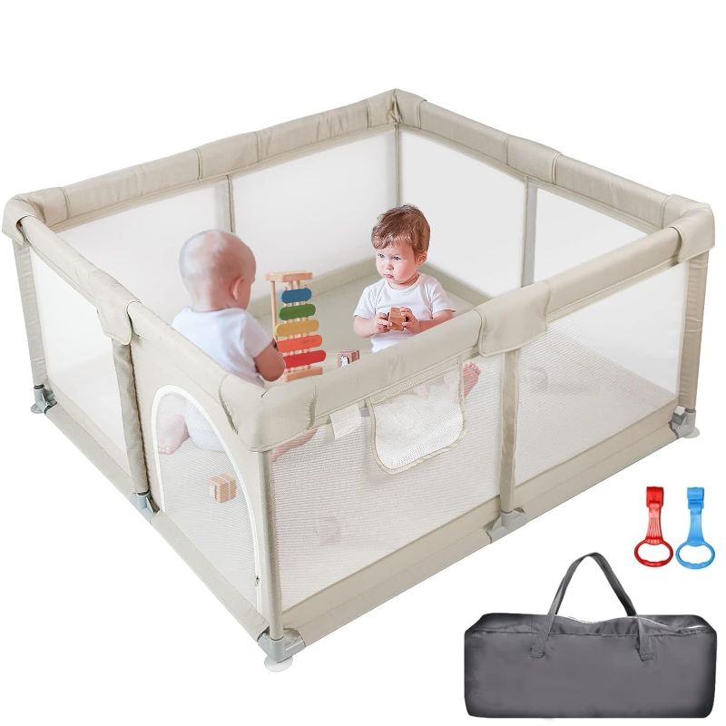 Photo 1 of Joypony Baby Playpen, (50x50x27inch) Large Playpen for Babies and Toddlers, Sturdy Safety Play Yard for Infant, Indoor & Outdoor Play Pen with Gate,...
