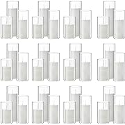 Photo 1 of Shihanee Set of 36 White Pillar Candles and Glass Cylinder Vases Clear Cylinder Candle Holders for Slim Pillar Candles Wedding Centerpieces
