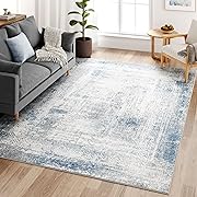 Photo 1 of Dripex Abstract Contemporary Area Rugs, Faux Fur Rug Non-Slip & Durable Carpet for Living Room Bedroom Kids Room Kitchen, Washable Fluffy Rugs Stain Resistant Floor Mats for Home, 7'6"x9'6"/Mist Blue

