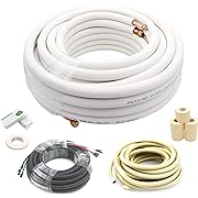 Photo 1 of TAUROX 50FT Mini Split Line Set 1/4" & 3/8" O.D Copper Pipes Tubing and 3/8" White Thickened PE Insulation Coil, for Mini Split Air Conditioning or Heating Pump Equipment and HVAC with Flared Nuts.

