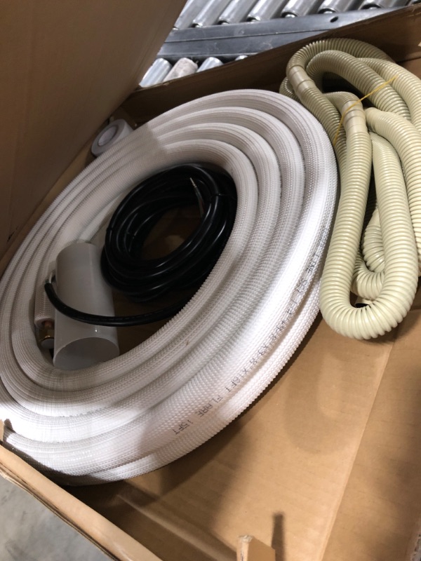 Photo 2 of TAUROX 50FT Mini Split Line Set 1/4" & 3/8" O.D Copper Pipes Tubing and 3/8" White Thickened PE Insulation Coil, for Mini Split Air Conditioning or Heating Pump Equipment and HVAC with Flared Nuts.
