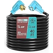 Photo 1 of CircleCord UL Listed 50 Amp 40 Feet RV/EV Extension Cord, Heavy Duty 6/3+8/1 Gauge STW Wire, NEMA 14-50P/R Suit for Tesla Model 3/S/X/Y EV Charging and RV Trailer Campers

