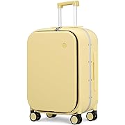 Photo 1 of Mixi Luggage Suitcase with Spinner Wheels, 24'' Checked Travel Luggage Aluminum Frame PC Hardside with TSA Lock & Cover-Lark Yellow
