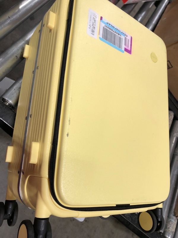 Photo 2 of Mixi Luggage Suitcase with Spinner Wheels, 24'' Checked Travel Luggage Aluminum Frame PC Hardside with TSA Lock & Cover-Lark Yellow
