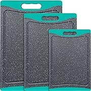 Photo 1 of Extra Large Cutting Boards, Plastic Cutting Boards for Kitchen (Set of 3) Cutting Board Set Dishwasher Chopping Board with Juice Grooves Easy-Grip Handles, Turquoise, Empune
