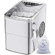 Photo 1 of Ice Makers Countertop, Self-Cleaning Function, Portable Electric Ice Cube Maker Machine, 9 Bullet Ice Ready in 6 Mins, 26lbs 24Hrs with Ice Bags and Ice Scoop Basket for Home Bar Camping RV(Silver)