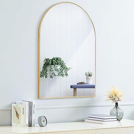 Photo 1 of SCWF-GZ 20x30 Arch Mirror Rectangle Wall Mounted Metal Frame Mirrors for Entryway Bedroom Bathroom Living Room 20 30 24x36 inch Black Silver - Gold