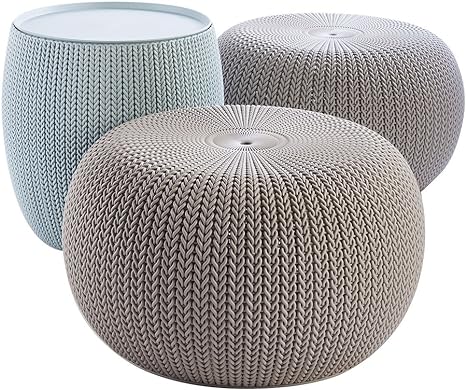 Photo 1 of KETER URBAN KNIT POUF OTTOMAN SET OF 2 WITH STORAGE TABLE 